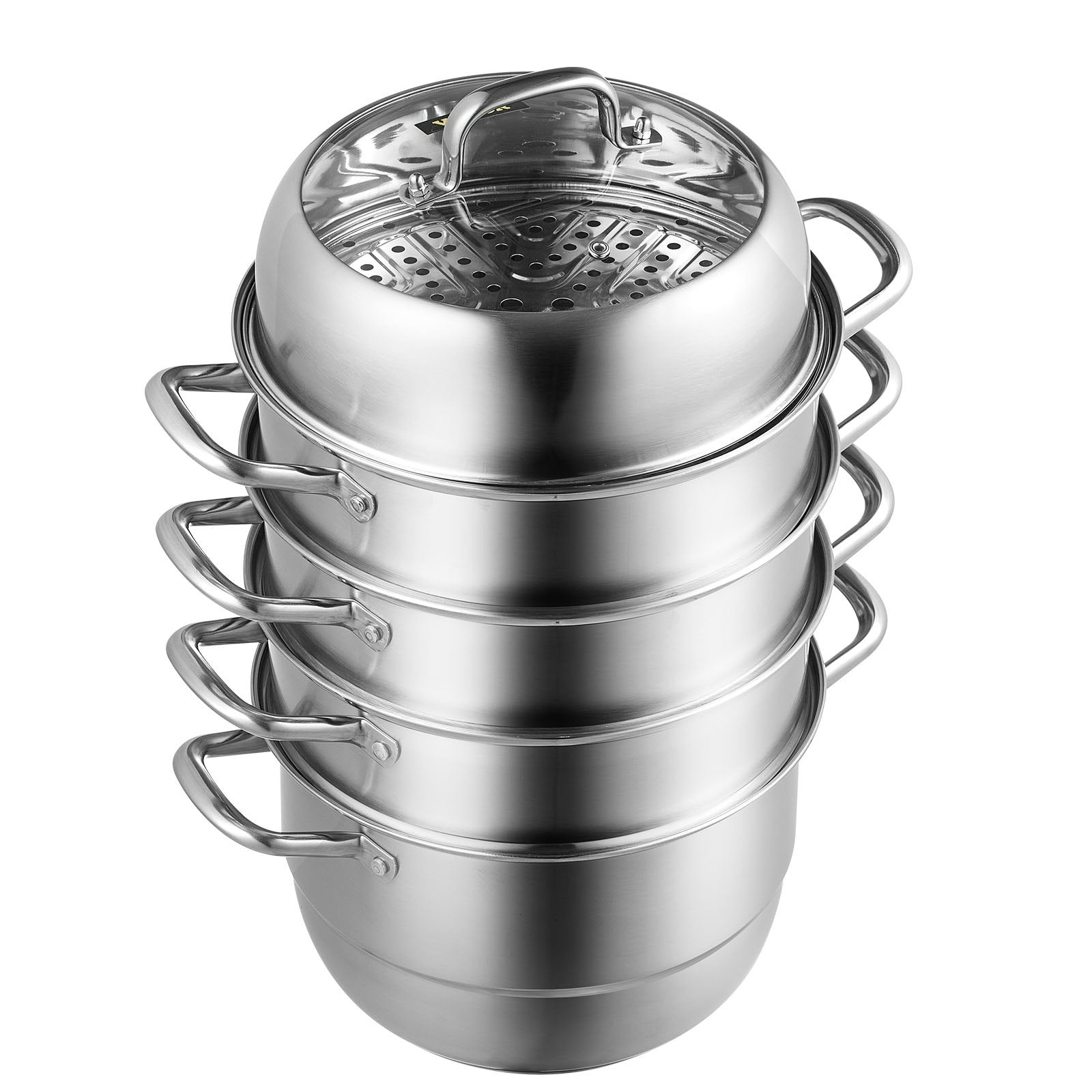 Dumpling Steamer Stainless Steel 5 Titer for for Cook Soup, Noodles, Fishes Work with Gas Electric Grill V952-ZL5CBXGZL30CM0001V0