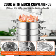 Dumpling Steamer Stainless Steel 5 Titer for for Cook Soup, Noodles, Fishes Work with Gas Electric Grill V952-ZL5CBXGZL30CM0001V0