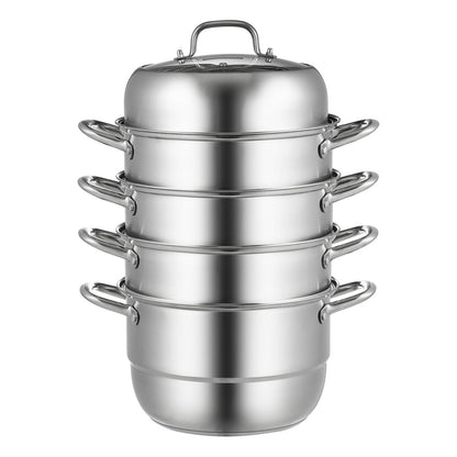 Dumpling Steamer Stainless Steel 5 Titer for for Cook Soup, Noodles, Fishes Work with Gas Electric Grill V952-ZL5CBXGZL30CM0001V0