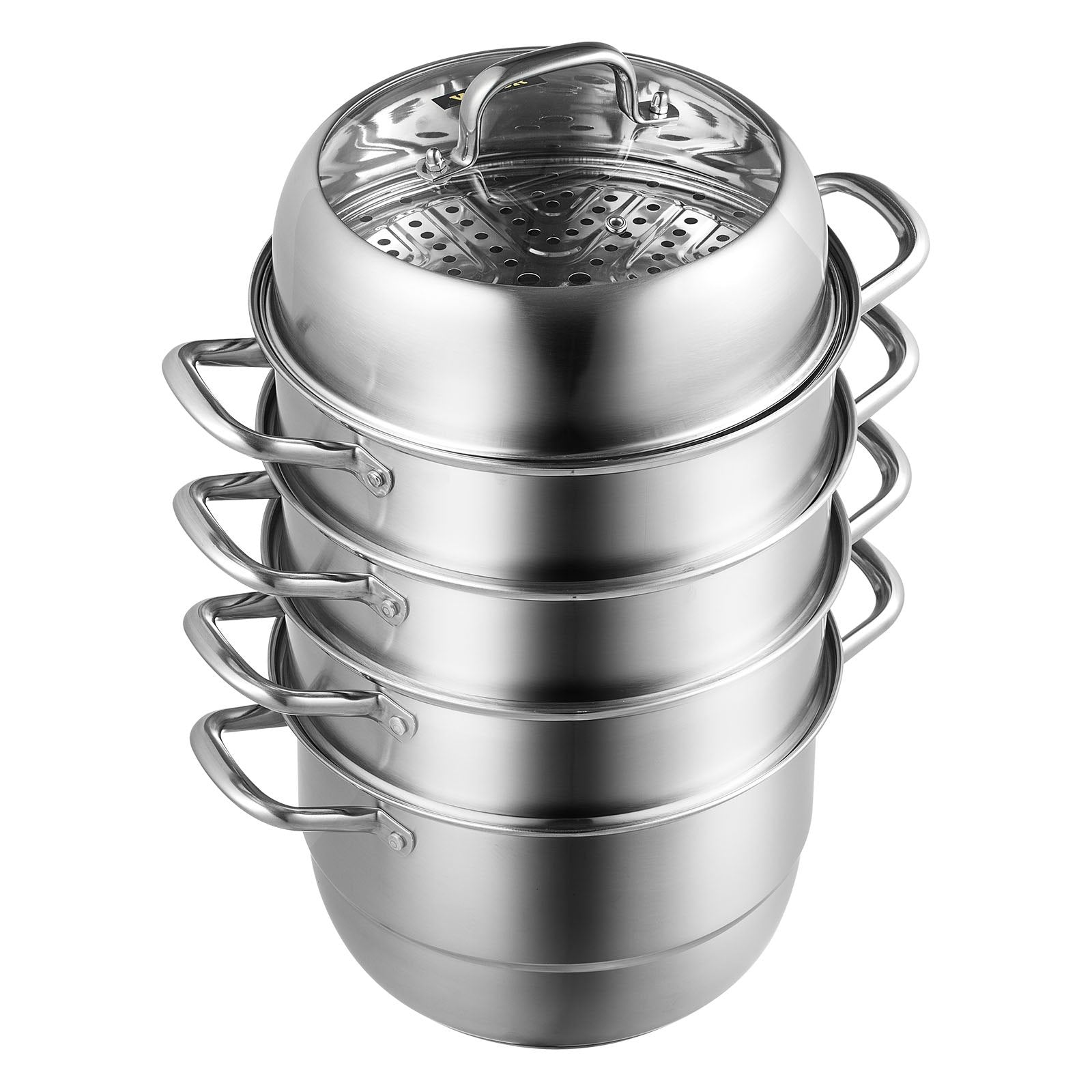 Dumpling Steamer Stainless Steel 5 Titer for for Cook Soup, Noodles, Fishes Work with Gas Electric Grill V952-ZL5CBXGZL30CM0001V0