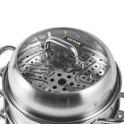 Dumpling Steamer Stainless Steel 5 Titer for for Cook Soup, Noodles, Fishes Work with Gas Electric Grill V952-ZL5CBXGZL30CM0001V0