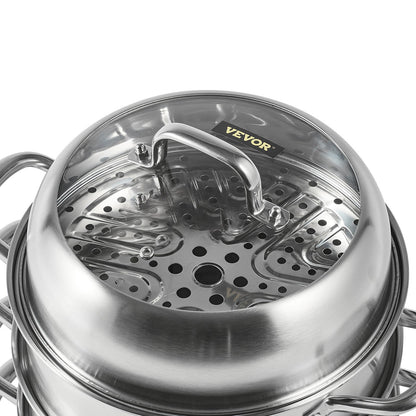 Dumpling Steamer Stainless Steel 5 Titer for for Cook Soup, Noodles, Fishes Work with Gas Electric Grill V952-ZL5CBXGZL30CM0001V0