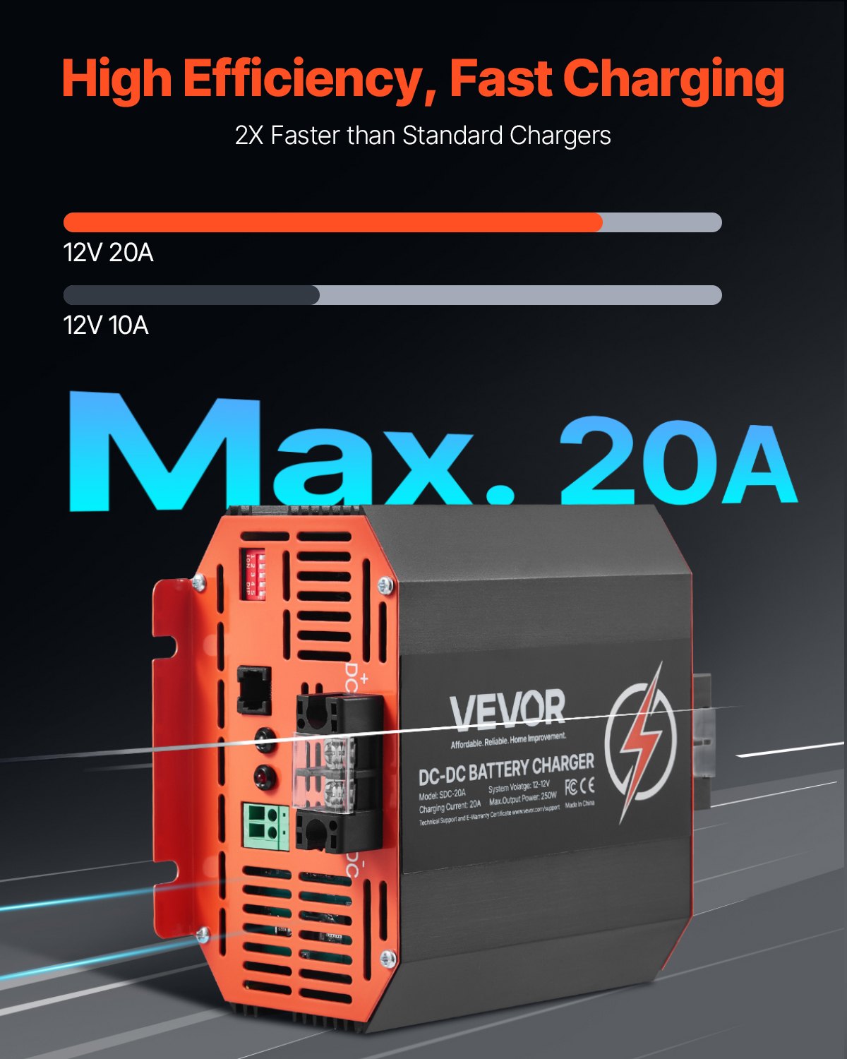 12V 20A DC to DC Charger Battery Charger 250W for Lead-Acid Lithium AGM V952-ZLDZLDDYSRCDOVSXWV9