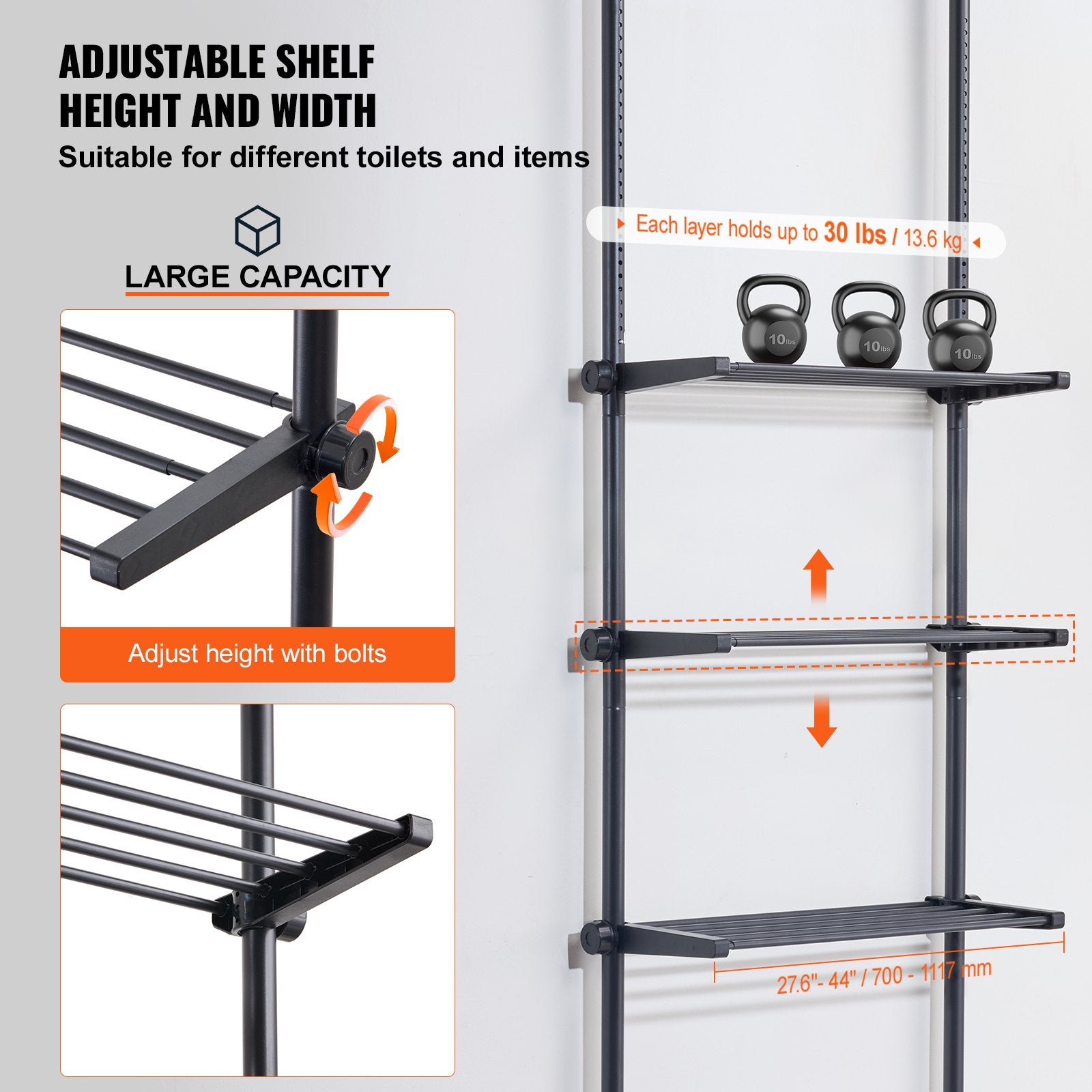 Over the Toilet Storage 4-Tier Bathroom Shelf Rack Space Saver Organizer V952-ZLGSGMTCWJ4CO9UA1V0