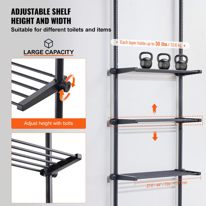Over the Toilet Storage 4-Tier Bathroom Shelf Rack Space Saver Organizer V952-ZLGSGMTCWJ4CO9UA1V0
