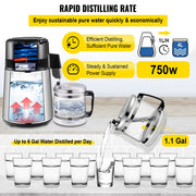 1.1 Gal Water Distiller, 0.3 Gal/H, 750W Distilled Water Maker Machine 0-99H Timing Set Temp Display, 304 V952-ZLJWXKYSACIHVQ18CV3