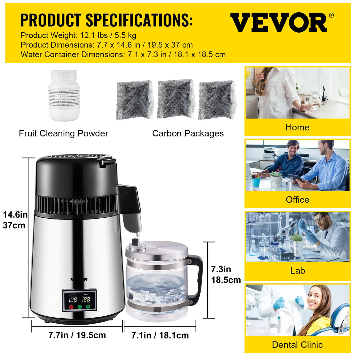 1.1 Gal Water Distiller, 0.3 Gal/H, 750W Distilled Water Maker Machine 0-99H Timing Set Temp Display, 304 V952-ZLJWXKYSACIHVQ18CV3