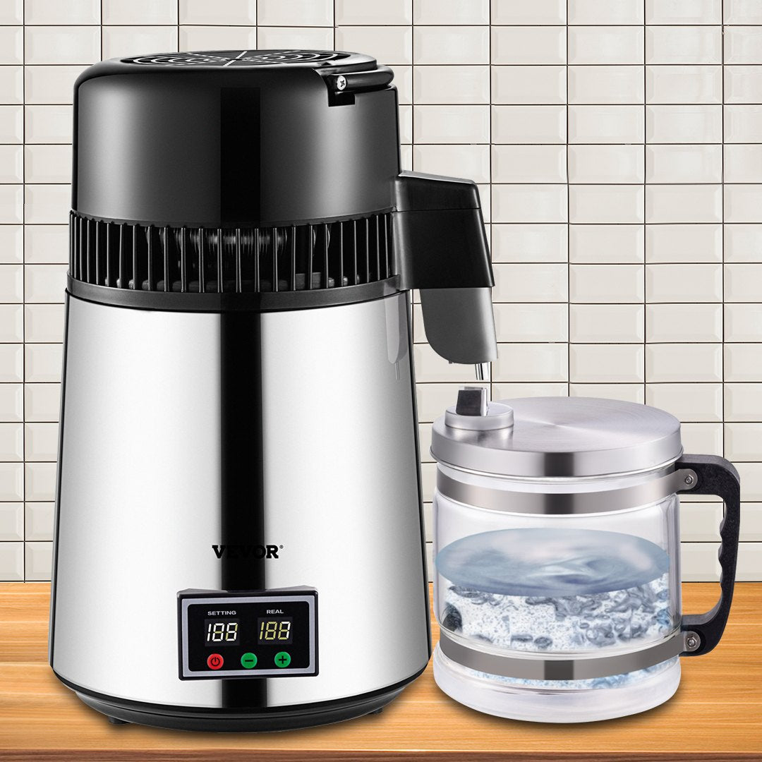 1.1 Gal Water Distiller, 0.3 Gal/H, 750W Distilled Water Maker Machine 0-99H Timing Set Temp Display, 304 V952-ZLJWXKYSACIHVQ18CV3