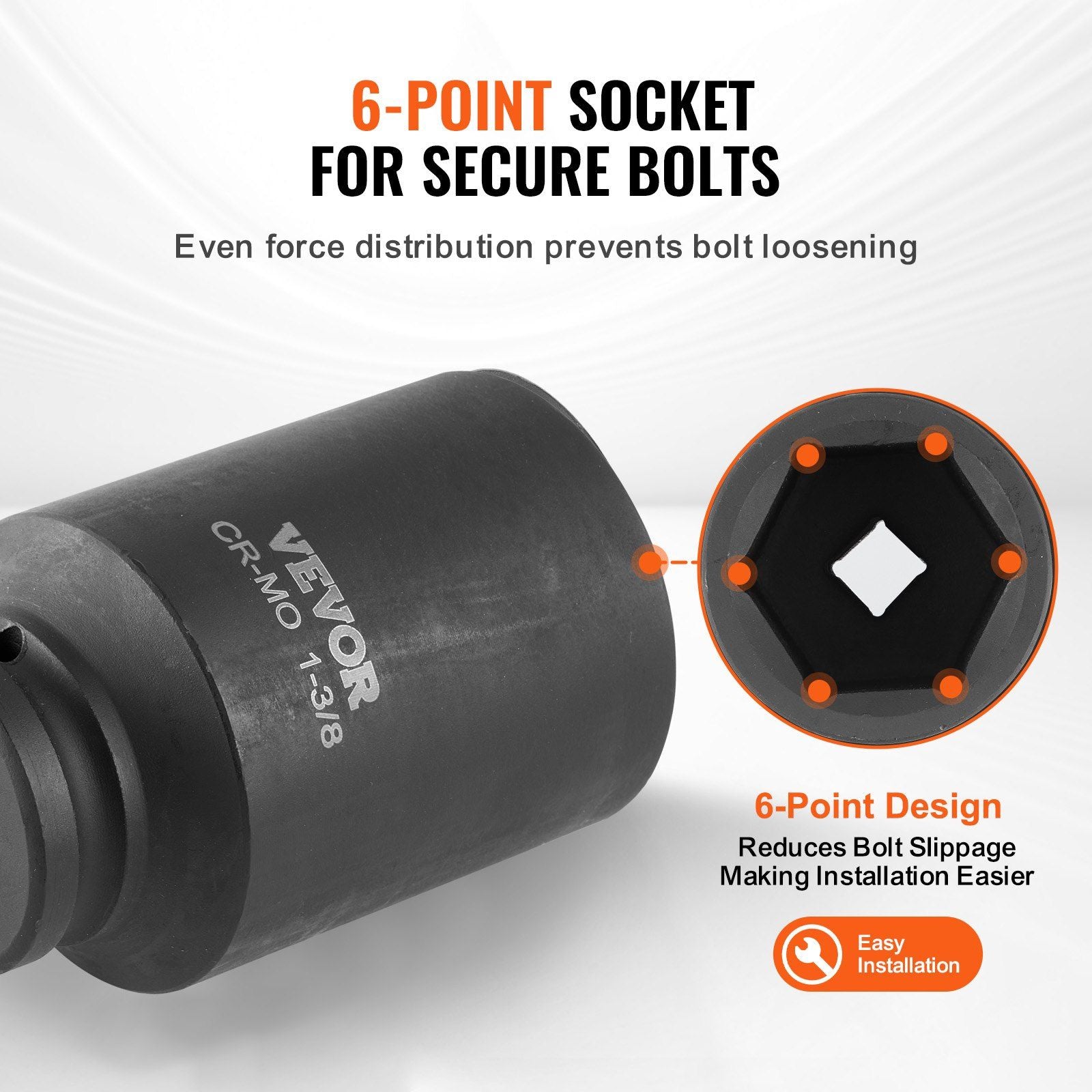 Axle Nut Impact Socket Set, 1/2" Drive Deep 6-Point 8-Piece SAE Spindle Nut Socket Set, CR-MO Heat Treated V952-ZLMTTCZLM126S59KUV0