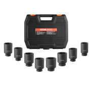 Axle Nut Impact Socket Set, 1/2" Drive Deep 6-Point 8-Piece SAE Spindle Nut Socket Set, CR-MO Heat Treated V952-ZLMTTCZLM126S59KUV0