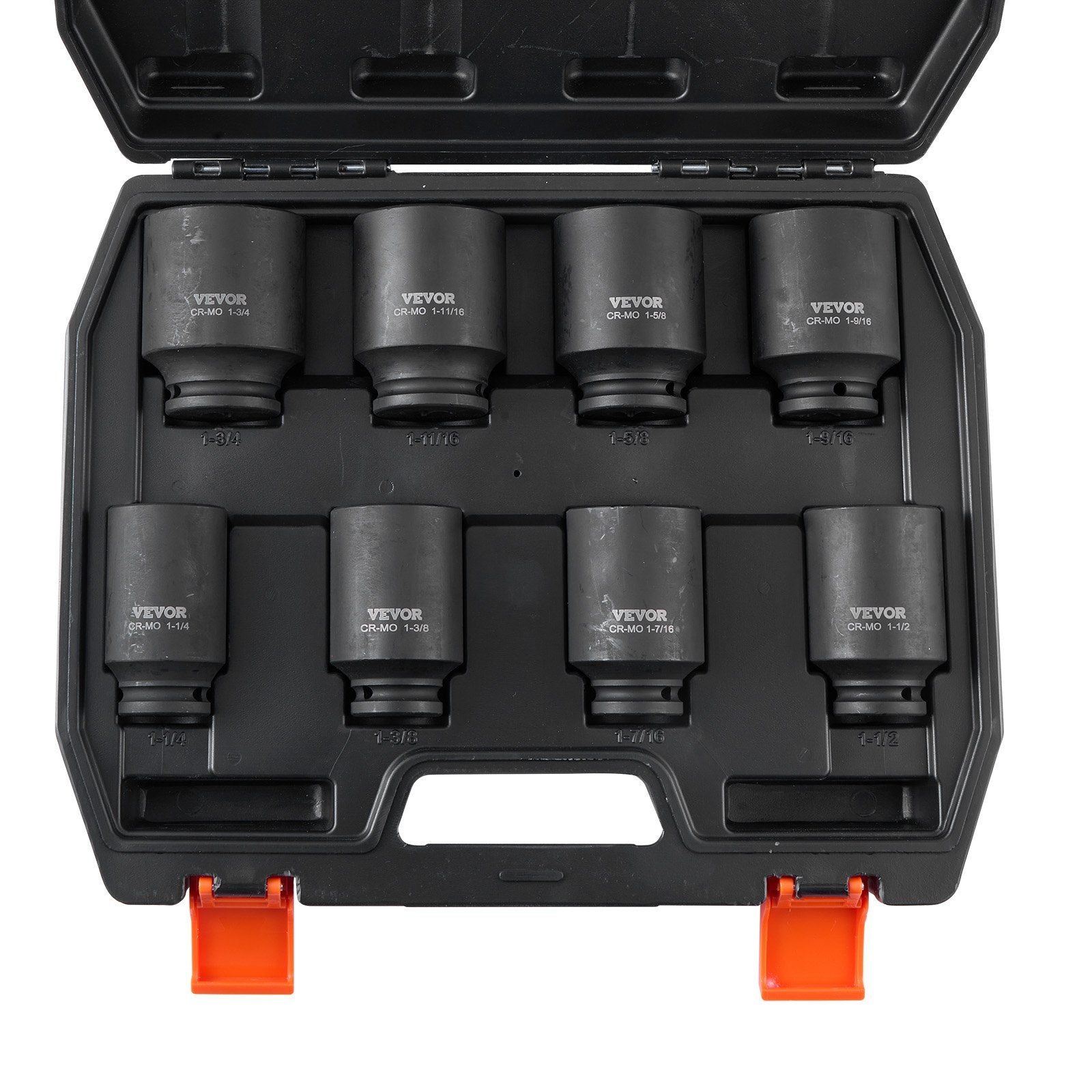 Axle Nut Impact Socket Set, 1/2" Drive Deep 6-Point 8-Piece SAE Spindle Nut Socket Set, CR-MO Heat Treated V952-ZLMTTCZLM126S59KUV0