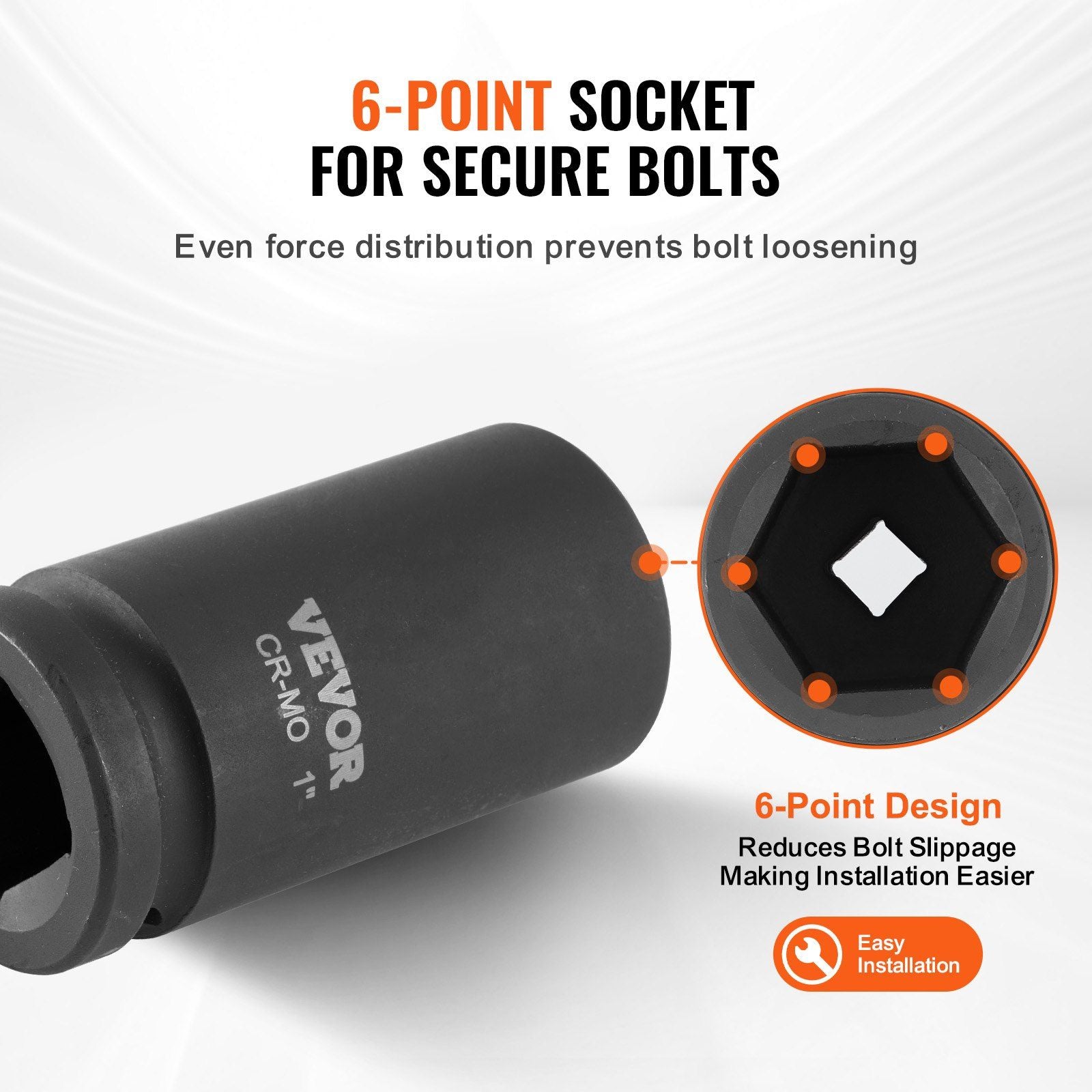 Axle Nut Impact Socket Set, 3/4" Drive Deep 6-Point 8-Piece SAE Spindle Nut Socket Set, CR-MO Heat Treated V952-ZLMTTCZLM34693CRKV0