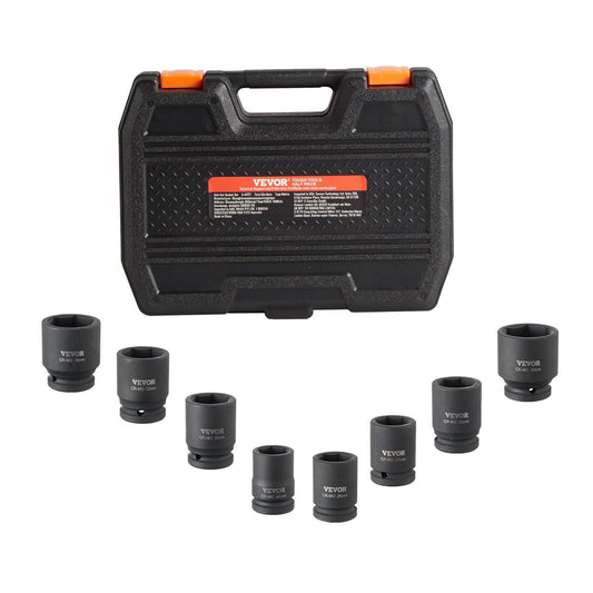 Axle Nut Impact Socket Set, 3/4" Drive 6-Point 8-Piece Metric Spindle Nut Socket Set, CR-MO Heat Treated V952-ZLMTTCZLM346RSOKVV0