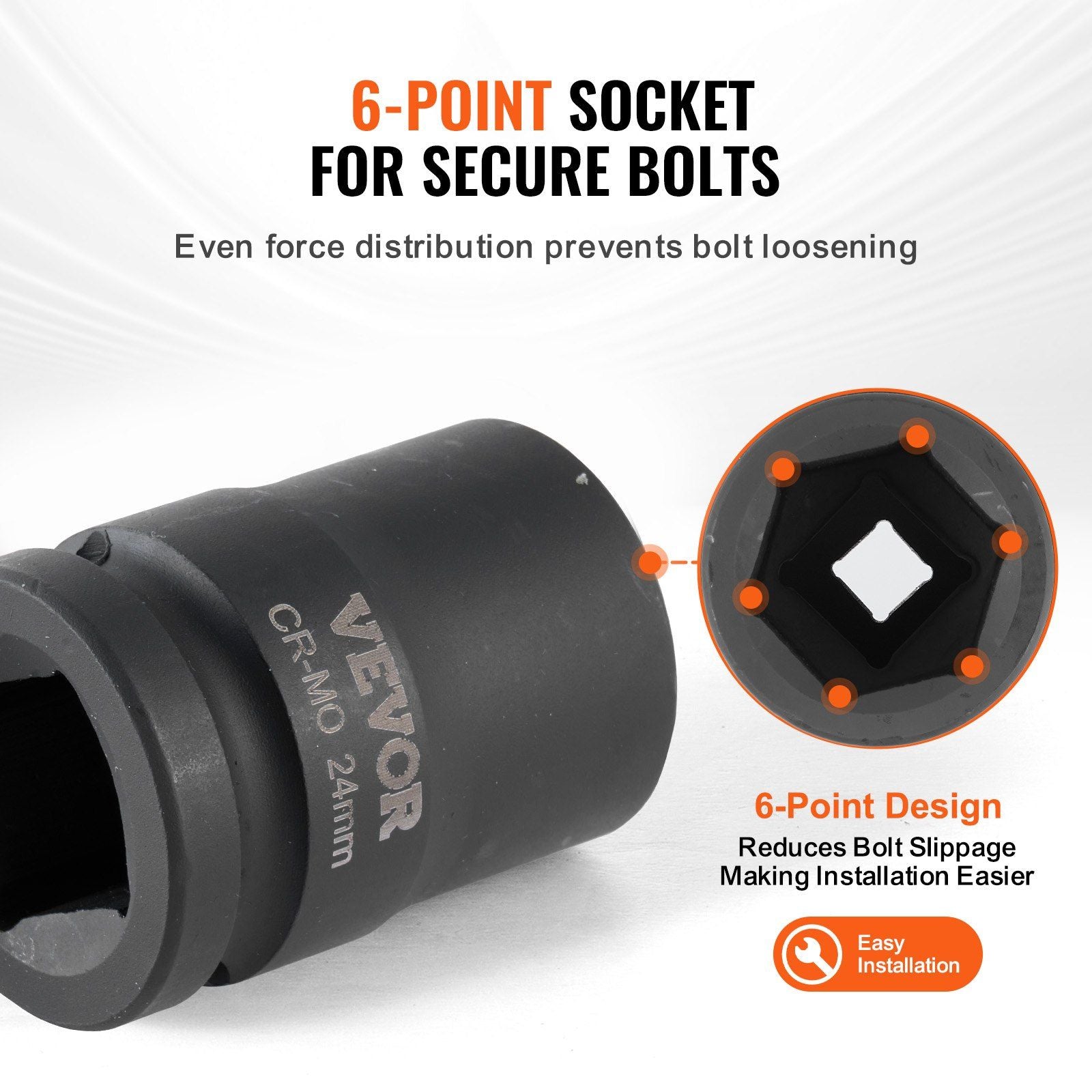 Axle Nut Impact Socket Set, 3/4" Drive 6-Point 8-Piece Metric Spindle Nut Socket Set, CR-MO Heat Treated V952-ZLMTTCZLM346RSOKVV0