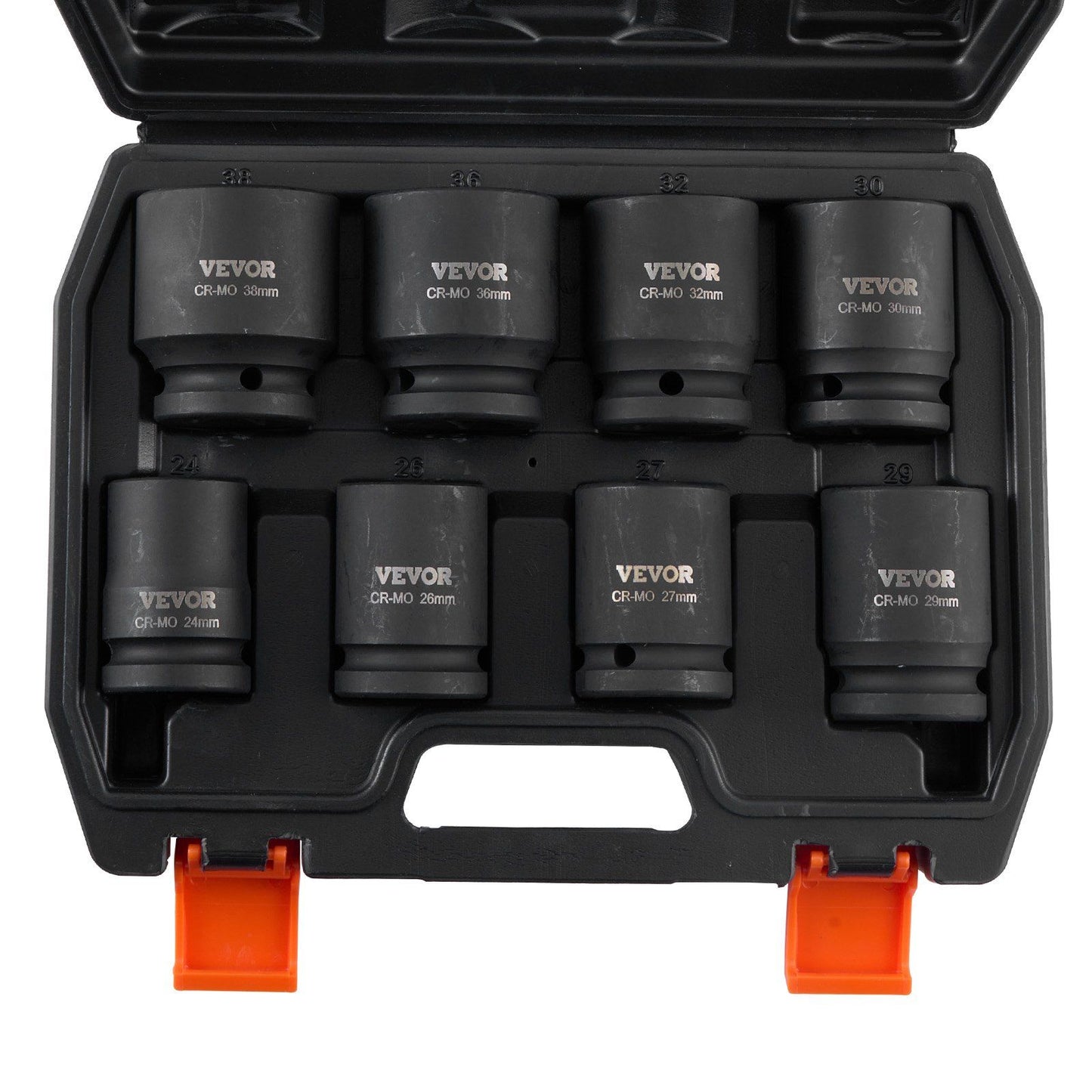 Axle Nut Impact Socket Set, 3/4" Drive 6-Point 8-Piece Metric Spindle Nut Socket Set, CR-MO Heat Treated V952-ZLMTTCZLM346RSOKVV0