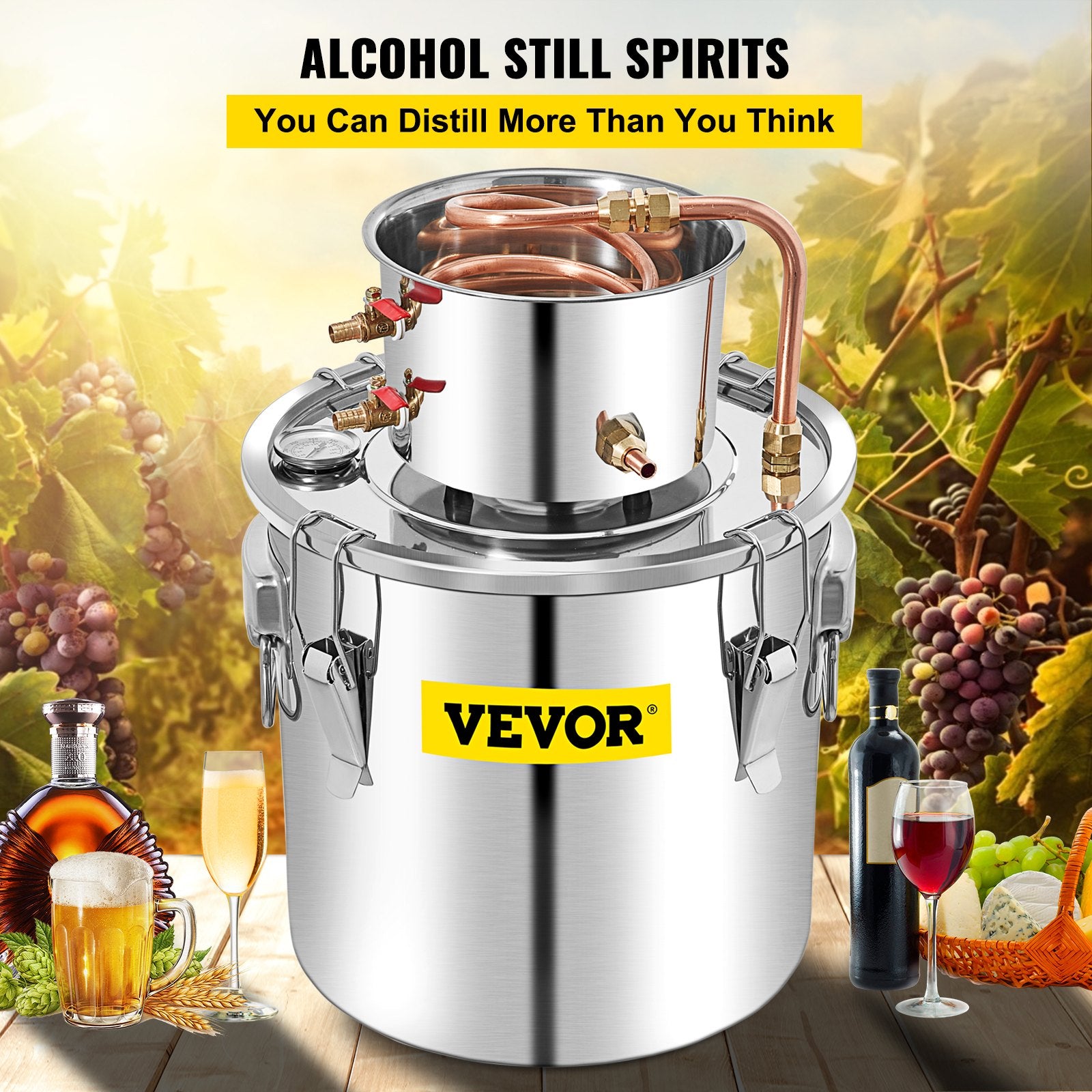 50L Water Alcohol Distiller Copper Moonshinestill Brewing w/ Water Pump V952-ZLQDLNTDBA50LPYJAV3