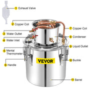 50L Water Alcohol Distiller Copper Moonshinestill Brewing w/ Water Pump V952-ZLQDLNTDBA50LPYJAV3