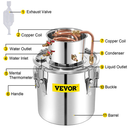 50L Water Alcohol Distiller Copper Moonshinestill Brewing w/ Water Pump V952-ZLQDLNTDBA50LPYJAV3