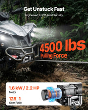 2041 kg Electric Winch, 12V DC ATV/UTV Winch with 6 mm x 12 m Steel Wire Rope, Wireless & Wired Remote V952-ZLQDXGSSJP45OJ5B5001V9