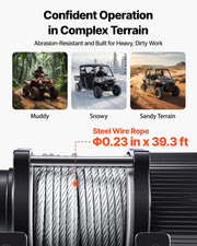 2041 kg Electric Winch, 12V DC ATV/UTV Winch with 6 mm x 12 m Steel Wire Rope, Wireless & Wired Remote V952-ZLQDXGSSJP45OJ5B5001V9