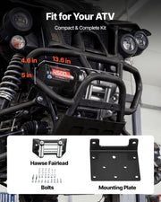 2041 kg Electric Winch, 12V DC ATV/UTV Winch with 6 mm x 12 m Steel Wire Rope, Wireless & Wired Remote V952-ZLQDXGSSJP45OJ5B5001V9