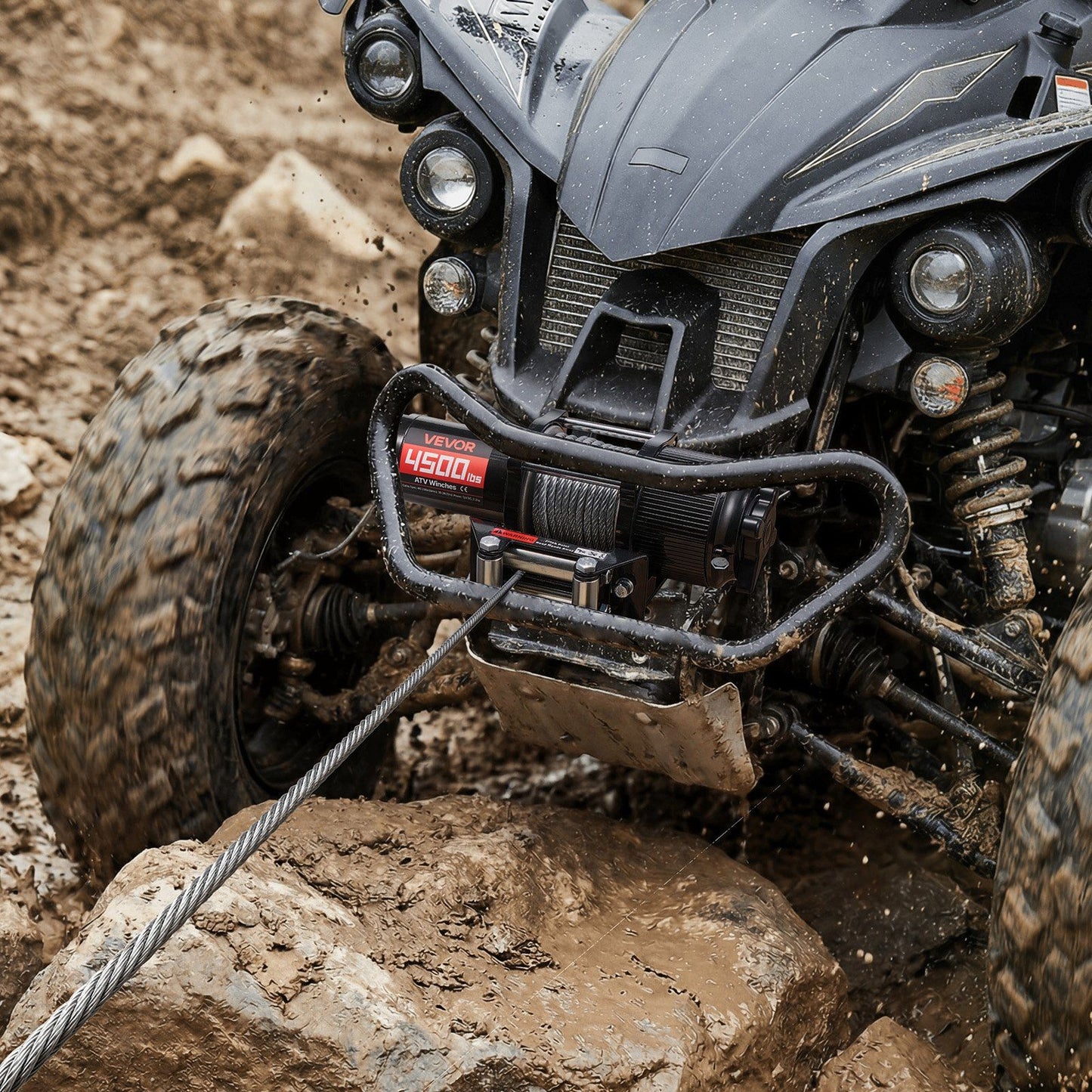 2041 kg Electric Winch, 12V DC ATV/UTV Winch with 6 mm x 12 m Steel Wire Rope, Wireless & Wired Remote V952-ZLQDXGSSJP45OJ5B5001V9