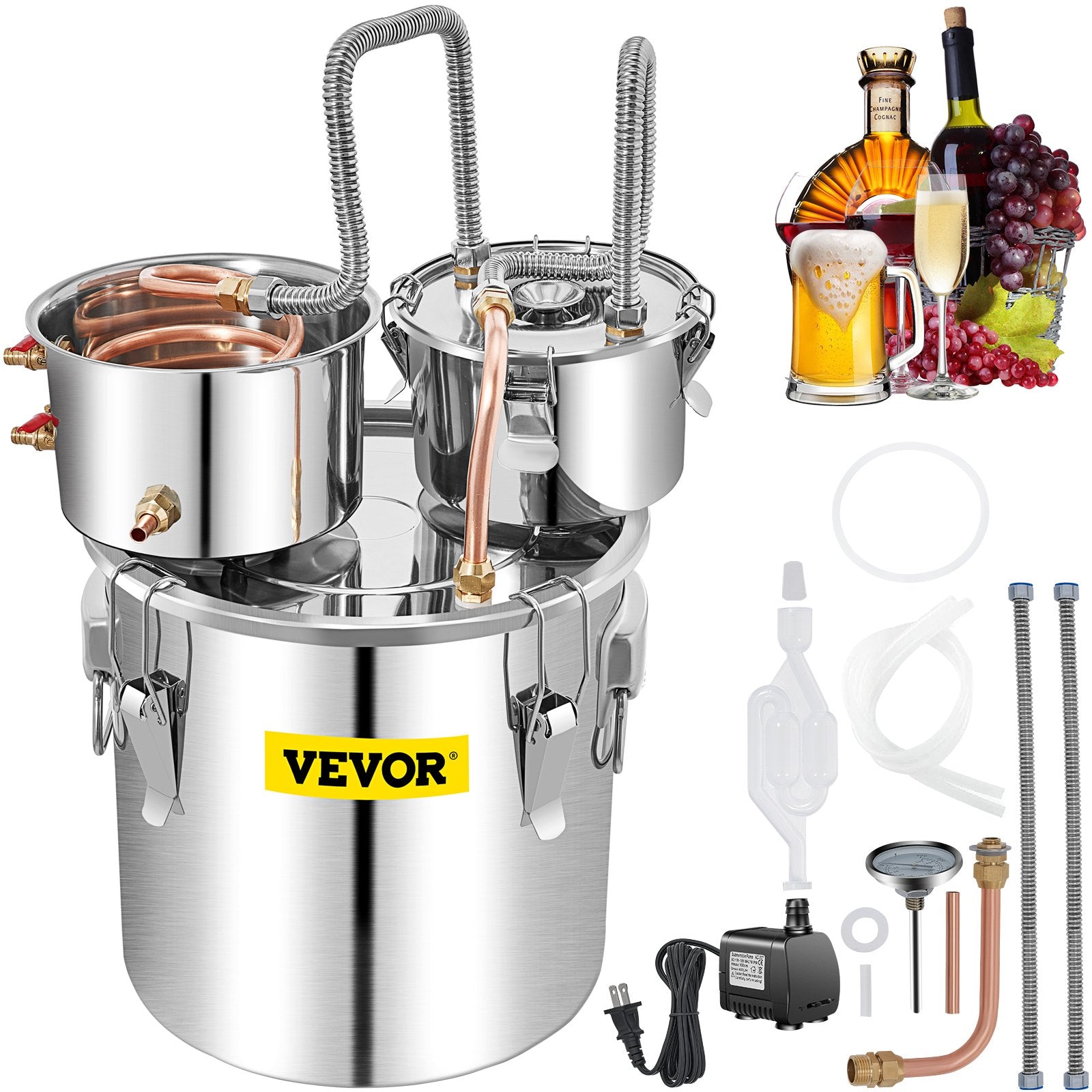 Moonshine Still Water Alcohol Distiller 50L w/Thumper Keg & Water Pump V952-ZLQSLNTDBA50LKQP7V3