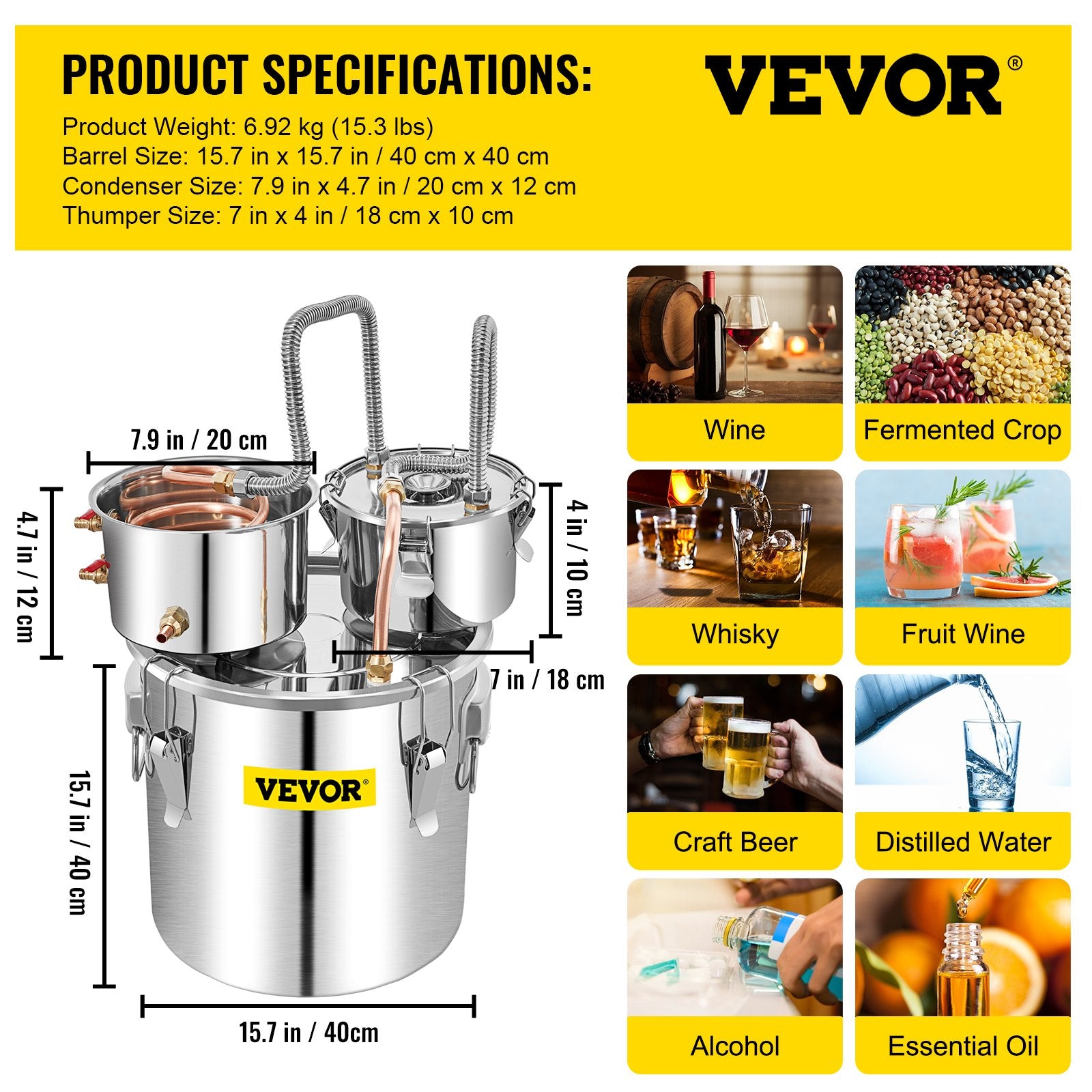 Moonshine Still Water Alcohol Distiller 50L w/Thumper Keg & Water Pump V952-ZLQSLNTDBA50LKQP7V3
