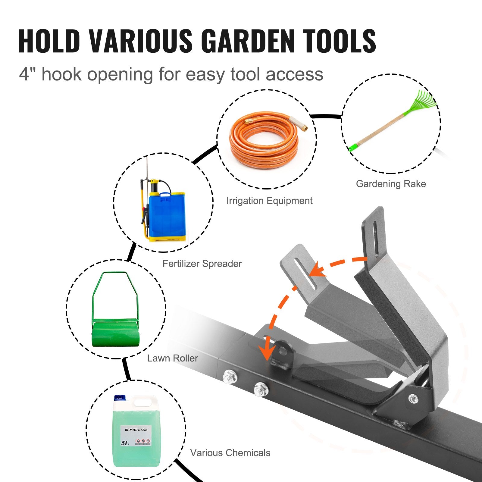 Trimmer Rack, 3 Place Weeder Trimmer Rack, Locking Trim Holder Landscape Trailer Rack Carrier Mount on Open V952-ZLSDCJGJ3000VHDC7V0