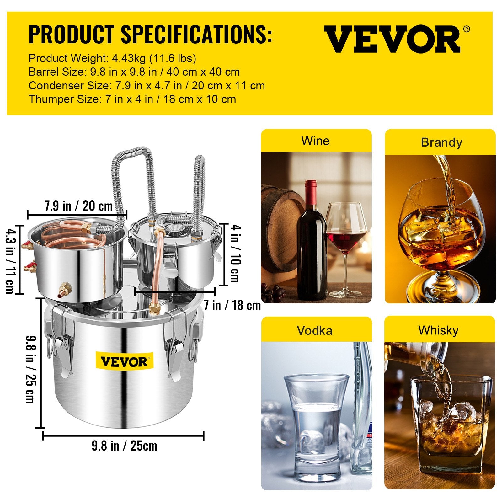 3 Pot 12L Alcohol Distiller Water Wine Boiler Home Brew Moonshinestill V952-ZLSJ3GALSLNTZLQDBV3