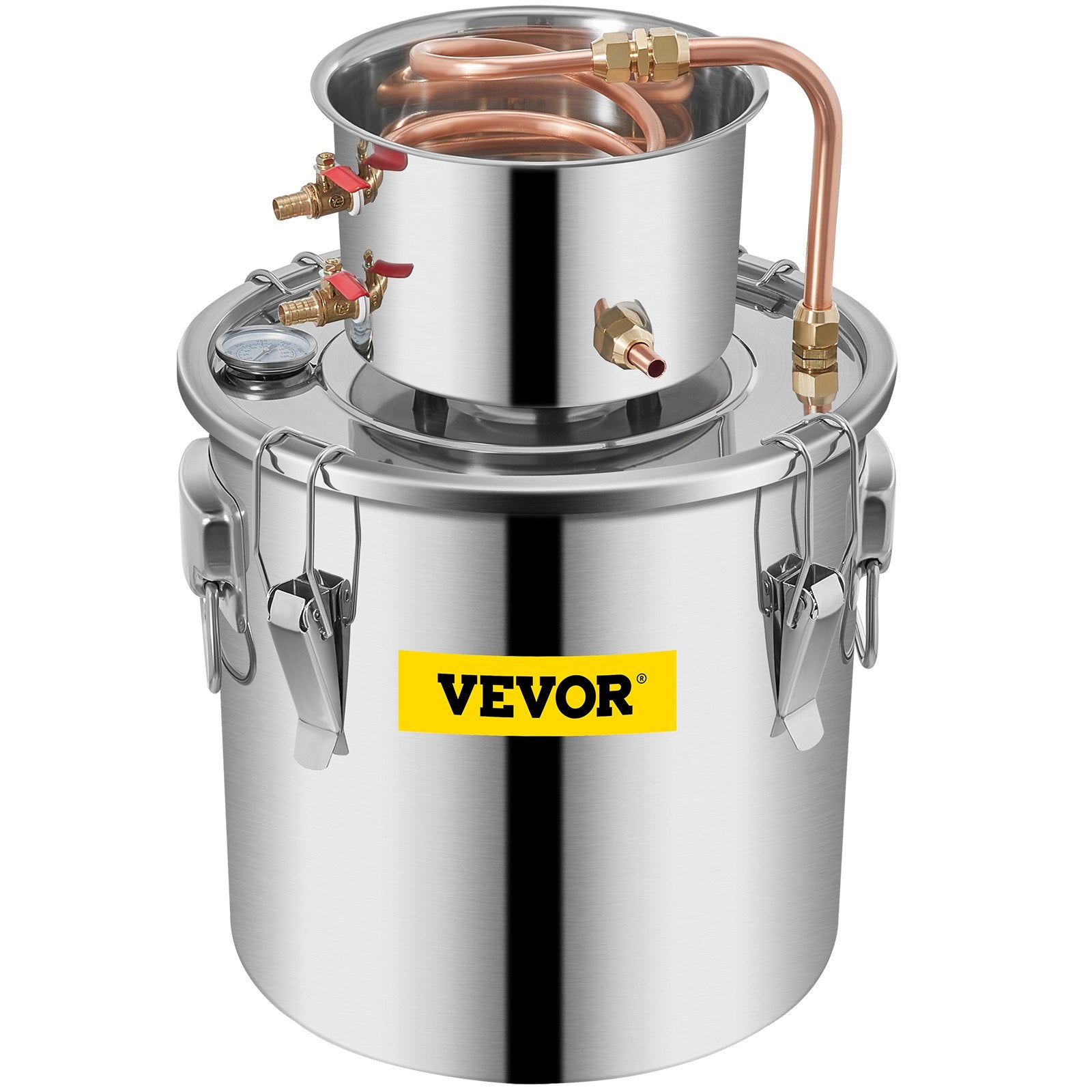 Moonshine Still 3 Gal 12L Stainless Steel Water Alcohol Distiller Copper Tube Home Brewing Kit Build-in V952-ZLSJ3GALZLQ000001V0