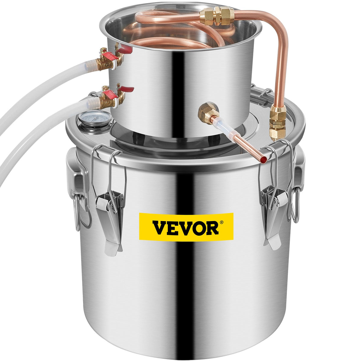 Moonshine Still 3 Gal 12L Stainless Steel Water Alcohol Distiller Copper Tube Home Brewing Kit Build-in V952-ZLSJ3GALZLQ000001V0