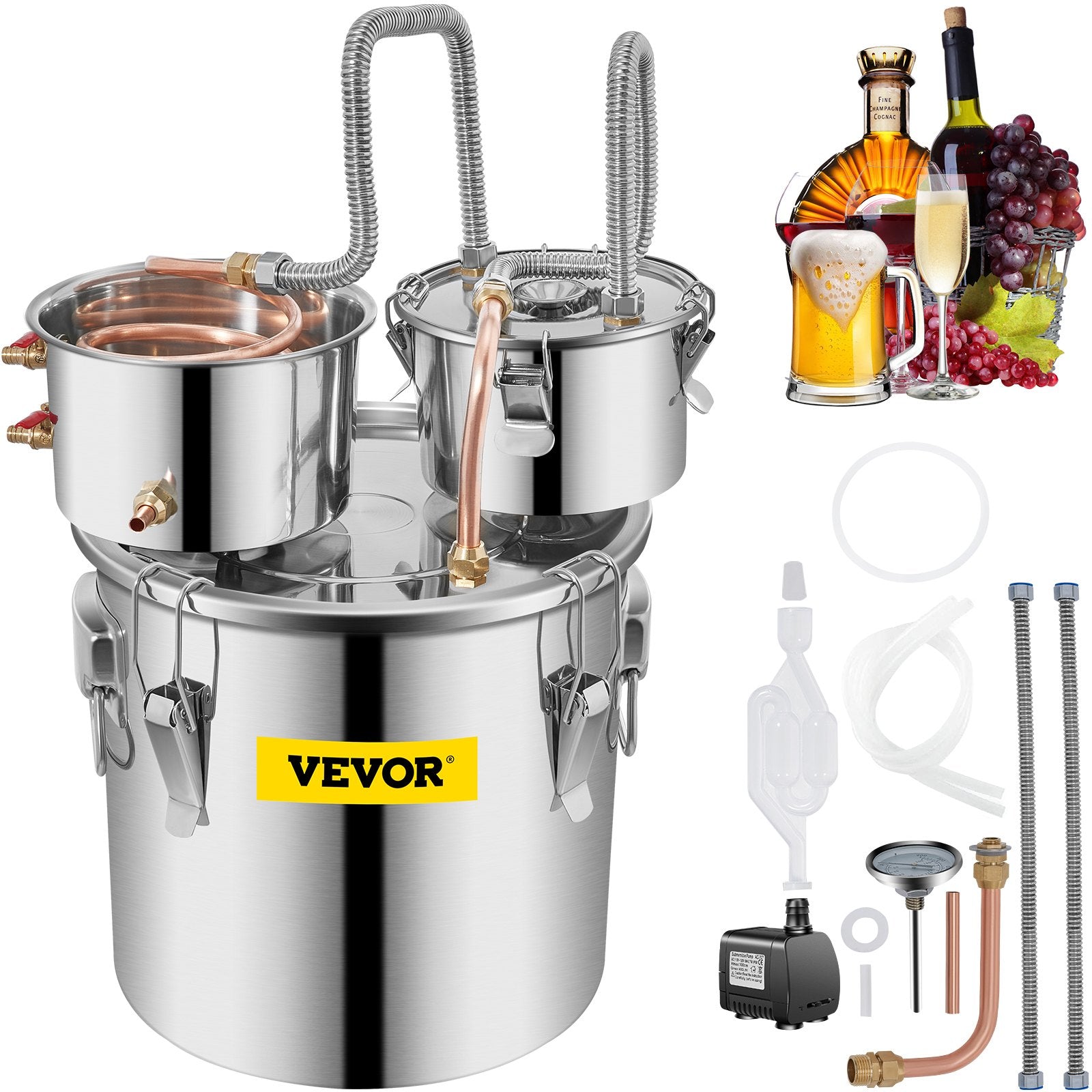 30L 8Gal Alcohol Distiller Water Spirit Boiler Home Brew Copper Alcohol Still V952-ZLSJ8GALSLNTZLQDBV3