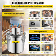Moonshine Still 9.6Gal 38L Stainless Steel Water Alcohol Distiller Copper Tube Home Brewing Kit Build-in V952-ZLSJ8GALZLQ000001V0