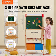 Art Easel for Kids, 3-in-1 Wooden Double-Sided Kid's Art Easel with Magnetic Whiteboard, Chalkboard, Paper V952-ZLSKMZZLSSMY23CYQV0