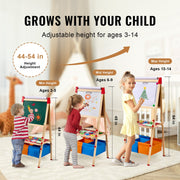 Art Easel for Kids, 3-in-1 Wooden Double-Sided Kid's Art Easel with Magnetic Whiteboard, Chalkboard, Paper V952-ZLSKMZZLSSMY23CYQV0