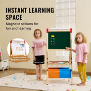 Art Easel for Kids, 3-in-1 Wooden Double-Sided Kid's Art Easel with Magnetic Whiteboard, Chalkboard, Paper V952-ZLSKMZZLSSMY23CYQV0