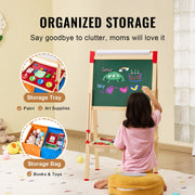 Art Easel for Kids, 3-in-1 Wooden Double-Sided Kid's Art Easel with Magnetic Whiteboard, Chalkboard, Paper V952-ZLSKMZZLSSMY23CYQV0
