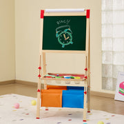 Art Easel for Kids, 3-in-1 Wooden Double-Sided Kid's Art Easel with Magnetic Whiteboard, Chalkboard, Paper V952-ZLSKMZZLSSMY23CYQV0