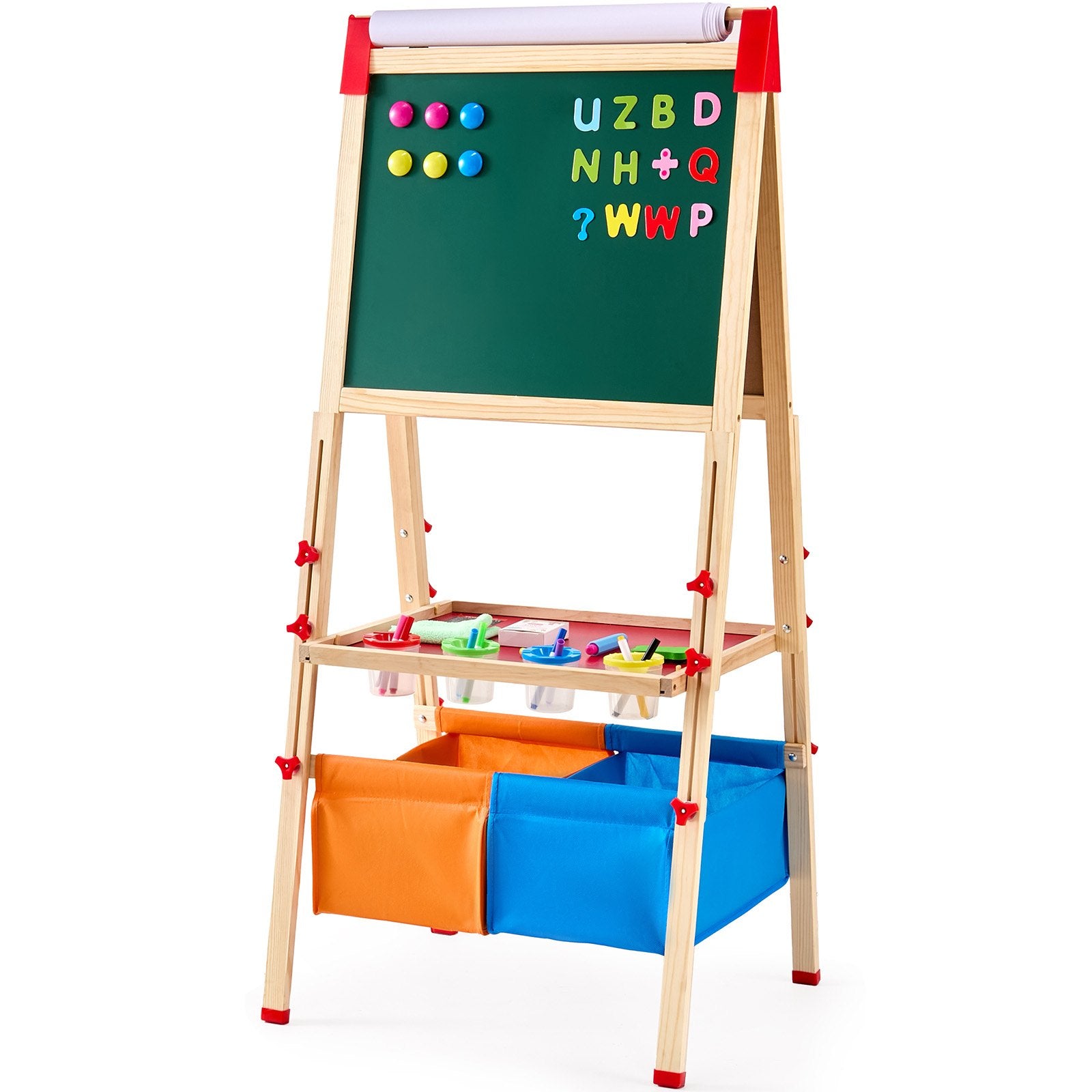Art Easel for Kids, 3-in-1 Wooden Double-Sided Kid's Art Easel with Magnetic Whiteboard, Chalkboard, Paper V952-ZLSKMZZLSSMY23CYQV0