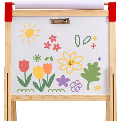 Art Easel for Kids, 3-in-1 Wooden Double-Sided Kid's Art Easel with Magnetic Whiteboard, Chalkboard, Paper V952-ZLSKMZZLSSMY23CYQV0