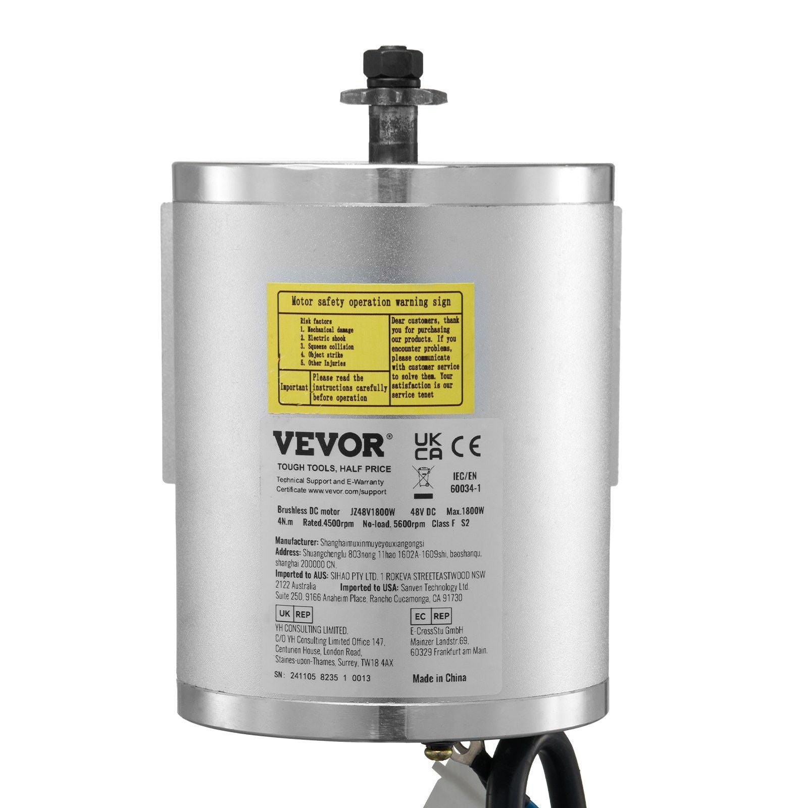 1800W Electric Brushless DC Motor Kit - 48V 4500rpm Motor with Upgraded Speed Controller and Throttle Grip V952-ZLWSDJTJ18007TVWHV9