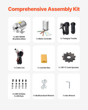 1800W Electric Brushless DC Motor Kit - 48V 4500rpm Motor with Upgraded Speed Controller, Throttle Grip Kit V952-ZLWSDJTJ1800AD2N1V9