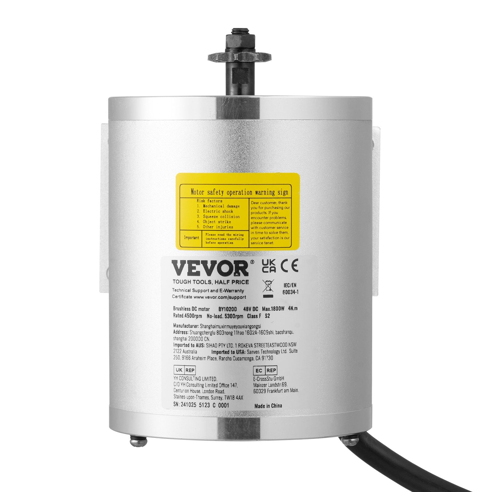 1800W Electric Brushless DC Motor Kit - 48V 4500rpm Motor with Upgraded Speed Controller, Throttle Grip Kit V952-ZLWSDJTJ1800AD2N1V9