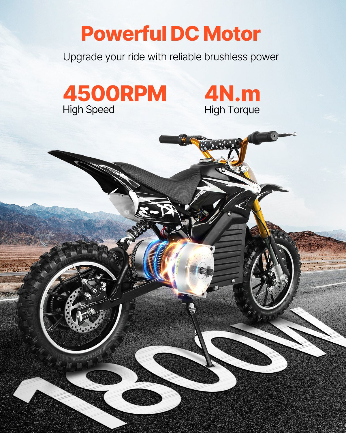 1800W Electric Brushless DC Motor 48V 4500rpm Motor for E-Bike Dirt Bike V952-ZLWSDJTJ1800MU0S6V9
