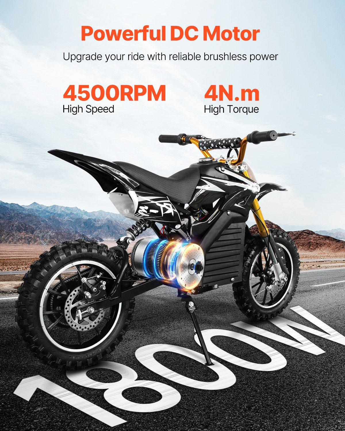 1800W Electric Brushless DC Motor Kit - 48V 4500rpm Motor with Upgraded Speed Controller, Foot Pedal and V952-ZLWSDJTJ1800SN8ZXV9