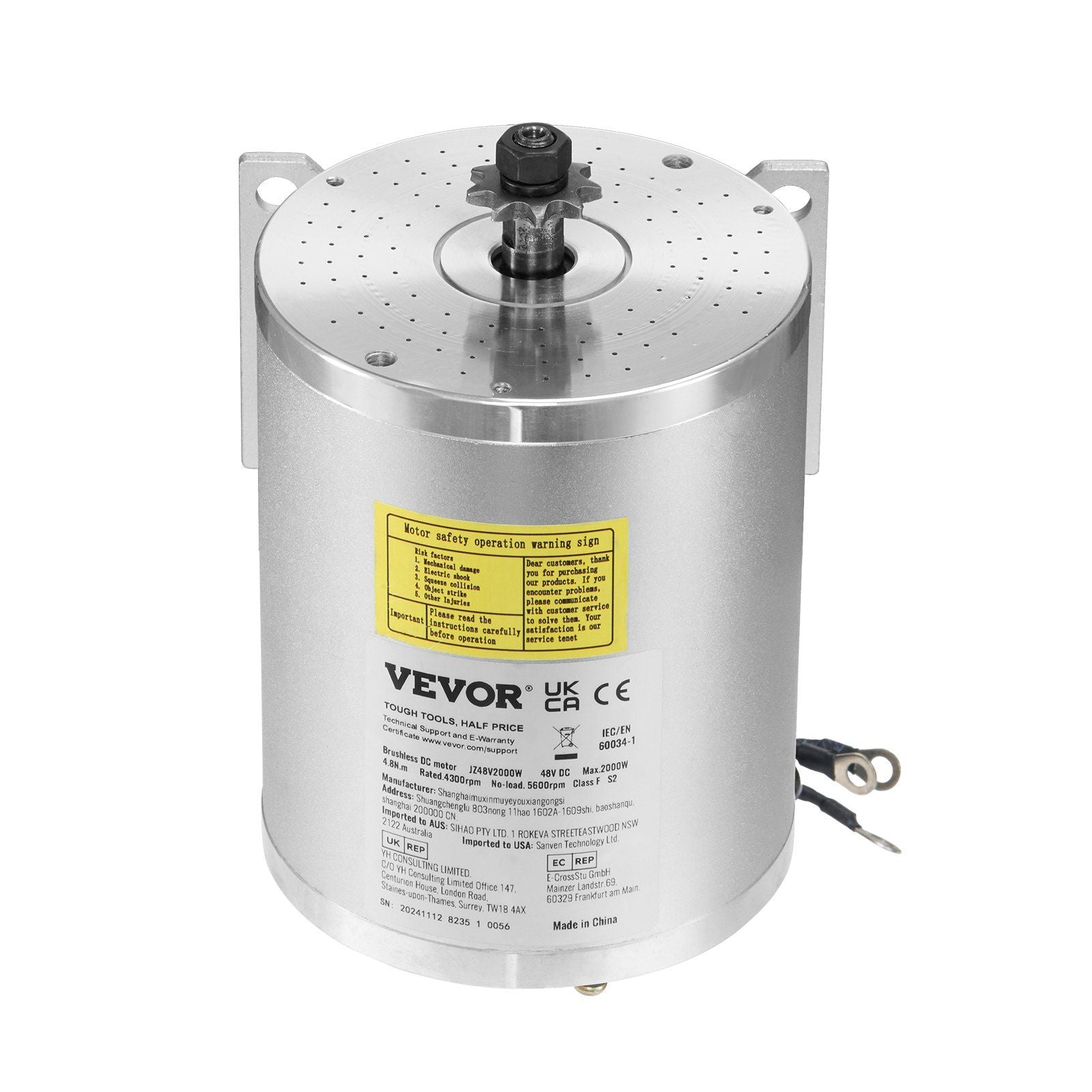 2000W Electric Brushless DC Motor Kit - 48V 4300rpm Motor with Upgraded Speed Controller and Throttle Grip V952-ZLWSDJTJ2000EEQF3V9