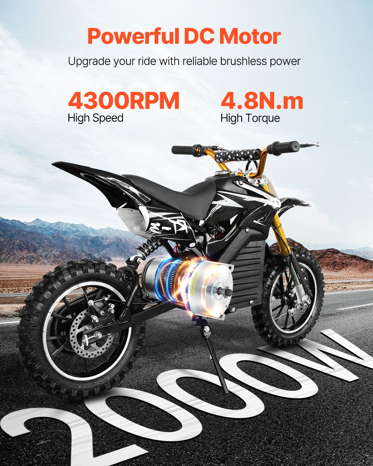 2000W Electric Brushless DC Motor Kit - 48V 4300rpm Motor with Upgraded Speed Controller and Throttle Grip V952-ZLWSDJTJ2000G4RXBV9