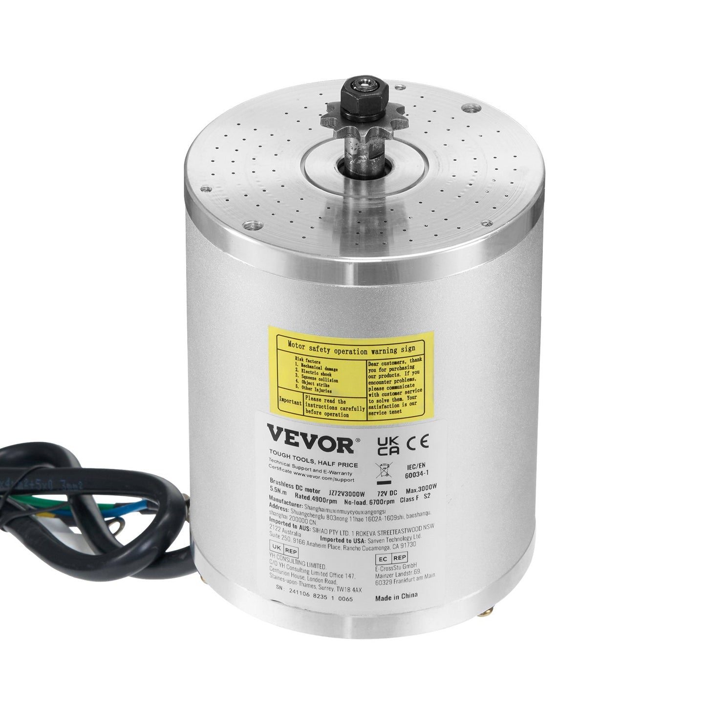 3000W Electric Brushless DC Motor Kit - 72V 4900rpm Motor with Upgraded Speed Controller for Go Karts E-Bike V952-ZLWSDJTJ30000IDZCV9