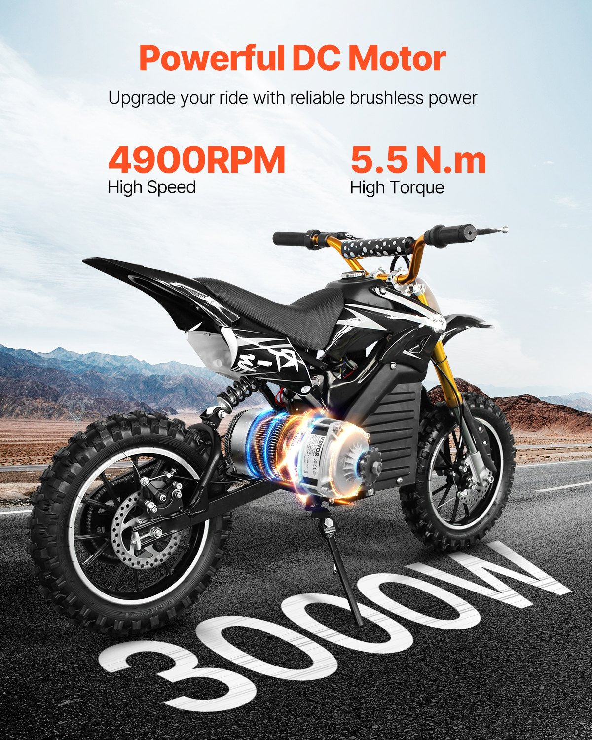 3000W Electric Brushless DC Motor, 72V 4900rpm Go Kart Electric Motor, Electric Dirt Bike Motor Engine for V952-ZLWSDJTJ30003774SV9